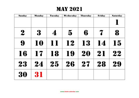 Large Number Flip Calendar 2021 Calendar Printables Free Blank