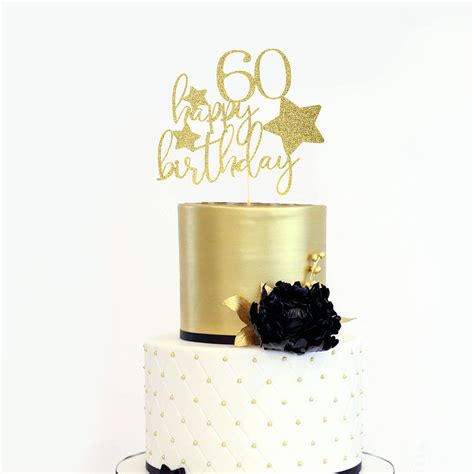Buy Yesswl Happy 60th Birthday Cake Topper Golden Glitter 60 Years