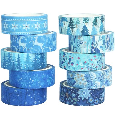 Yubbaex Rolls Four Seasons Washi Tape Set Blue Snowflake Masking