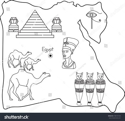 Stock Vektor „ancient Egypt Coloring Map Vector Illustration Bez