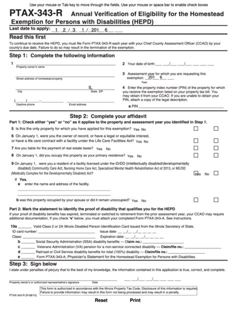 Forms for applying for tax exemption with the texas comptroller of public accounts. Fillable Form Ptax-343-R - Annual Verification Of Eligibility For The Homestead Exemption For ...