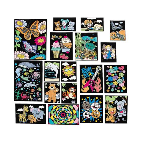Color Your Own Fuzzy Poster Assortment Craft Kits 24 Pieces