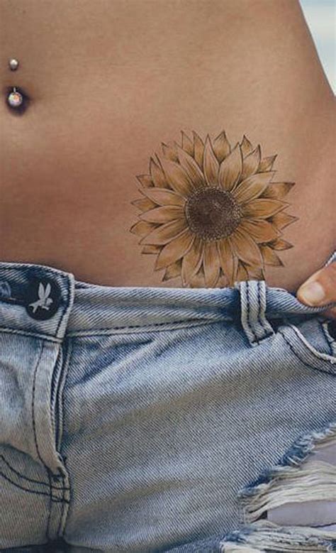 Delicate Sunflower Hip Tattoo Ideas For Women Beautiful Flower Hip