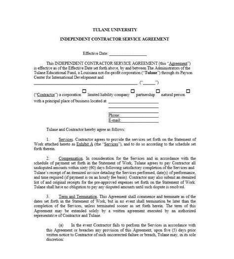 professional service agreement templates contracts