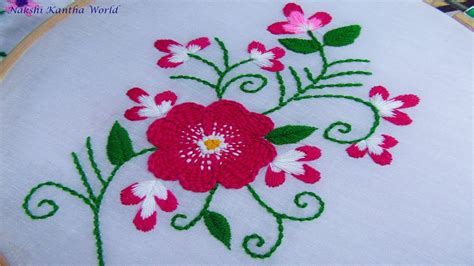 Hand Embroidery Flower Design By Nakshi Kantha World Youtube