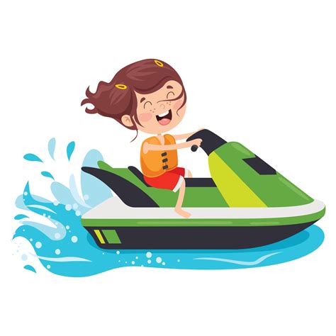 Funny Cartoon Character Riding Jet Ski Vector Art At Vecteezy