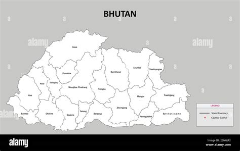 Carte Du Bhoutan Carte De Létat Et Du District Du Bhoutan Carte