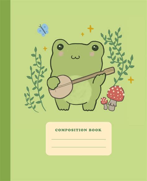 Buy Composition Book Cute Frog Playing Banjo Mushroom College Ruled Lined Kawaii