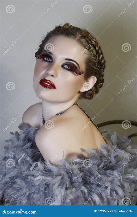 woman in feather boa stock image image of beautiful 12363273