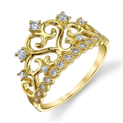 Tesori And Co 14k Yellow Gold Crown Princess Tiara Ring