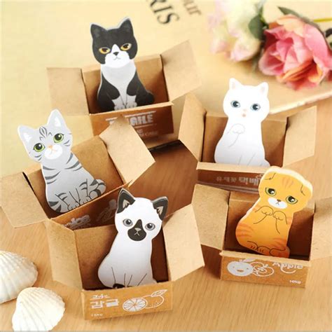 Cute Cat Memo Pad Kawaii Self Adhesive N Times Sticky Notes Stationery