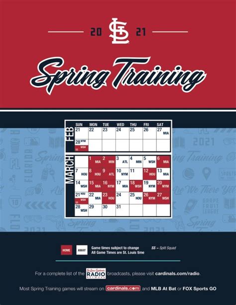 Cardinals Spring Training Schedule Printable Printable World Holiday
