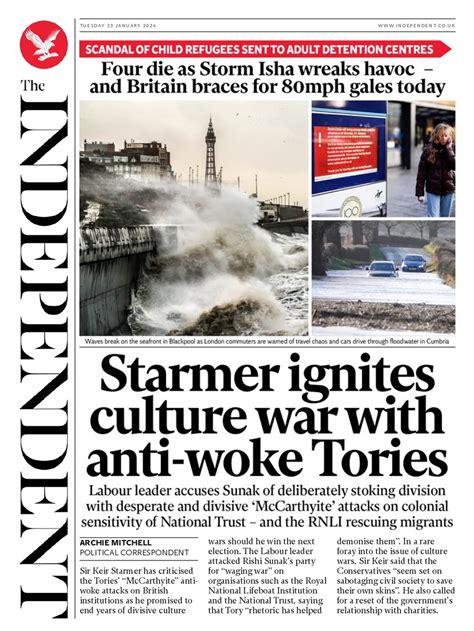 Independent Front Page Rd Of January Tomorrow S Papers Today