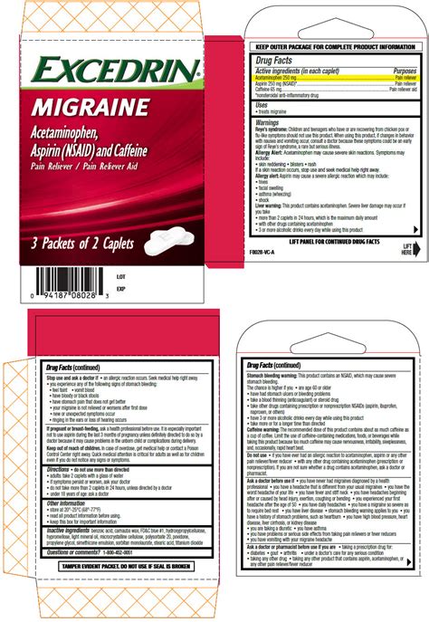 Ndc 29485 8028 Excedrin Migraine Acetaminophen Aspirin Nsaid And Caffeine Tablet Film Coated