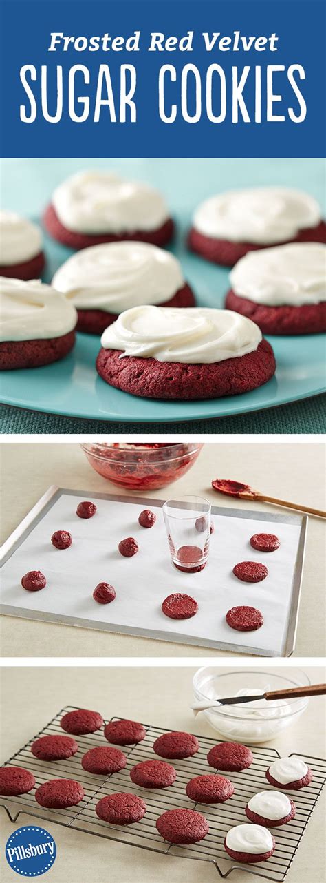 1/2 cup sugar, 2 tablespoons ground cinnamon, 2 tablespoons roasted and crushed sesame seeds, 1 tube pillsbury original biscuit dough, 4 cups crisco shortening. Frosted Red Velvet Sugar Cookies | Recipe in 2019 ...