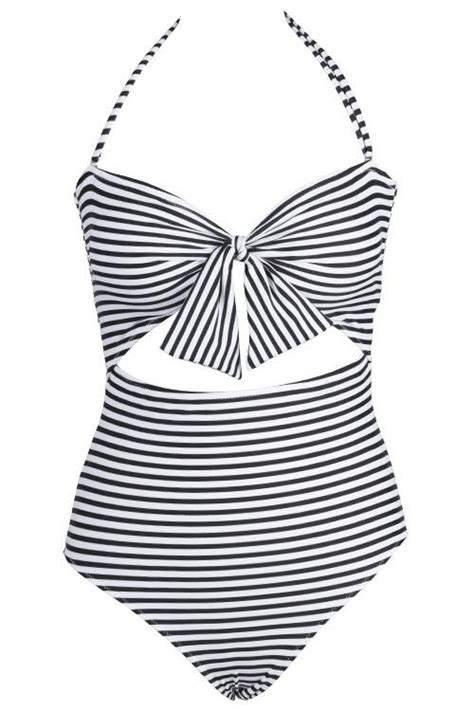 Neat As A Pinstripe Halter One Piece Swimsuit