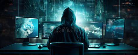 Hacker Typing Computer Concept Of Cybercrime Cyberattack Dark Web