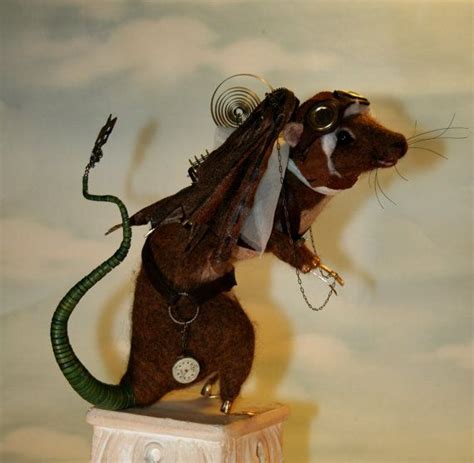 Flying Steampunk Rat Ooak Artist Needle Felt Sculpture By Etsy