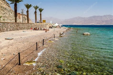 Praia Da Cidade De Eilat Mar Vermelho Israel — Fotografia De Stock