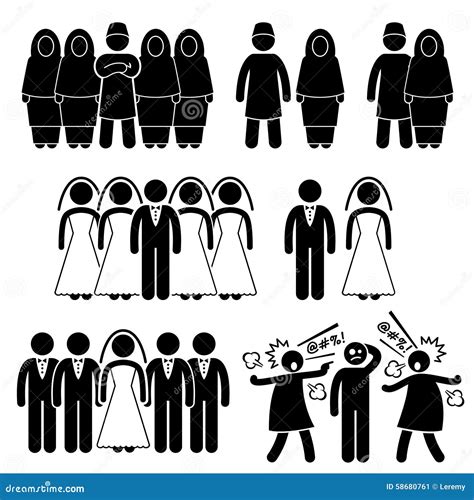 Marido Múltiplo Cliparts Da Esposa Da União Da Poligamia Ilustração Do