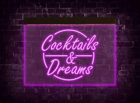 Cocktails And Dreams Neon Signcocktails And Dreams Led Etsy Uk