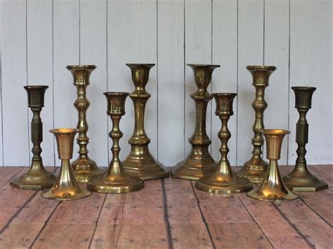 Vintage Brass Candlestick Set Of 10 Matching Pairs Medium Size Wedding