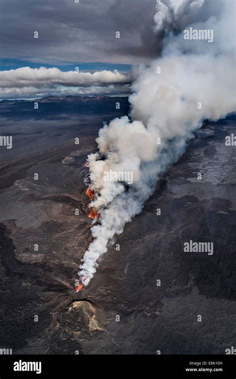 Volcano Eruption At The Holuhraun Fissure Near The Bardarbunga Volcano