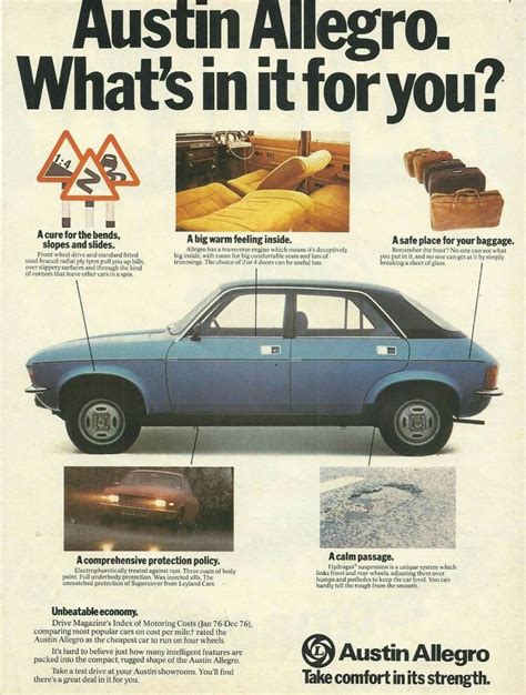 Austin Allegro 2 Uk Advertising 1977 Vintage Muscle Cars British