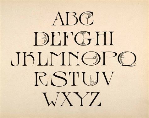 Art Nouveau Text Typography Alphabet Lettering Alphabet Lettering