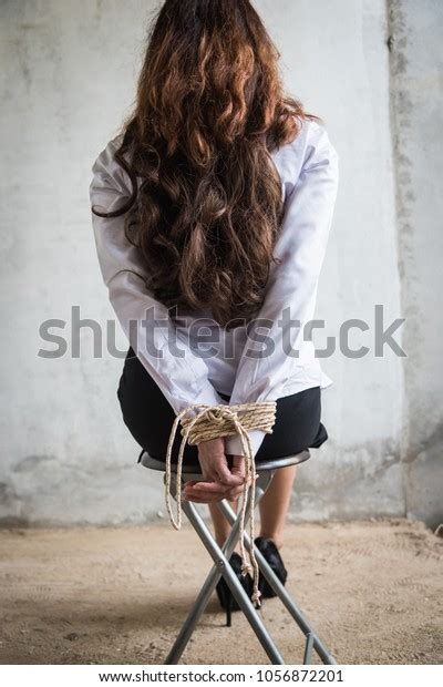 Womans Hands Tied Rope Sitting Chair Stock Photo Shutterstock