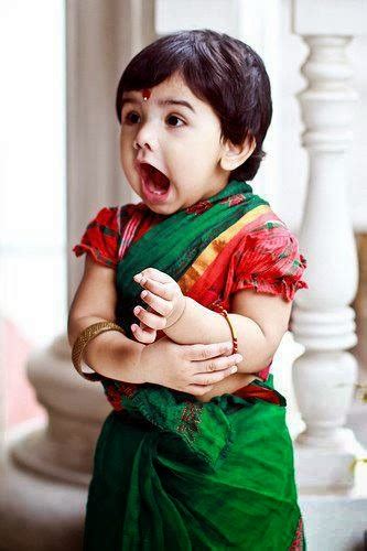 Cute Babies In Saree Babies Pictures In Saree