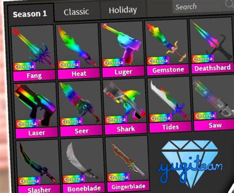 roblox murder mystery 2 mm2 chroma godly knives and guns fast shipping ebay