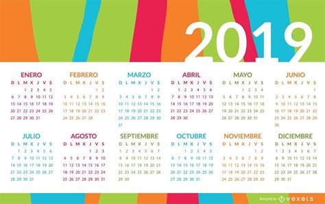 Colorful Spanish Calendar Design Vector Download