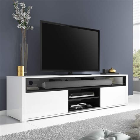 White High Gloss TV Unit with Soundbar Shelf/ TV Cabinet/ TV Stand