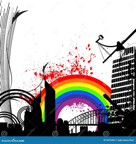 Rainbow City Vector Stock Vector Illustration Of Rainbow 5876300