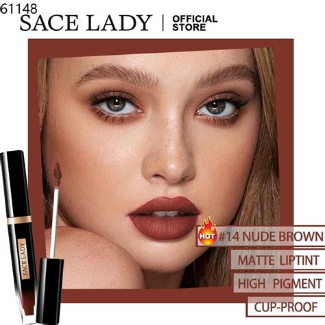Sace Lady Official Store Sace Lady Matte Liptint Nude Brown Lipstick