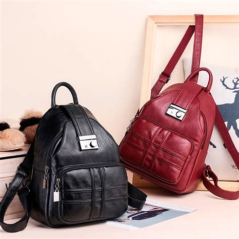 Women Backpack Simple Casual Soft Leather Anti Theft Travel Small