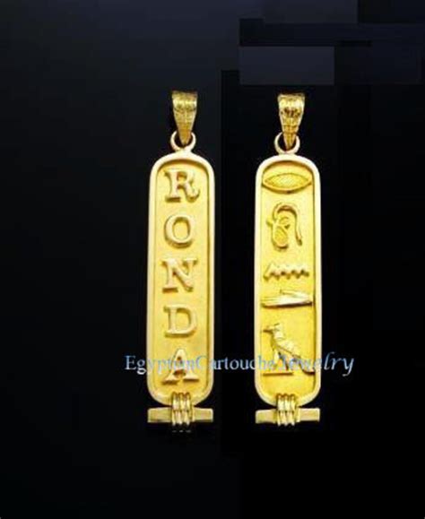 18k Gold Double Sided Egyptian Cartouche Pendant Jewelry Etsy