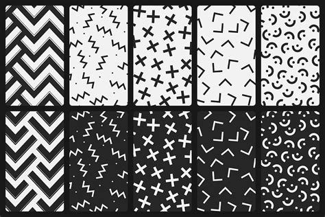 50个矢量抽象涂鸦几何线条装饰纹理50 Abstract Doodle Seamless Patterns 设计口袋