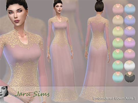 The Sims Resource Embroidered Gown Aalia 1 City Living Needed