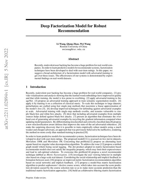 Deep Factorization Model For Robust Recommendation DeepAI