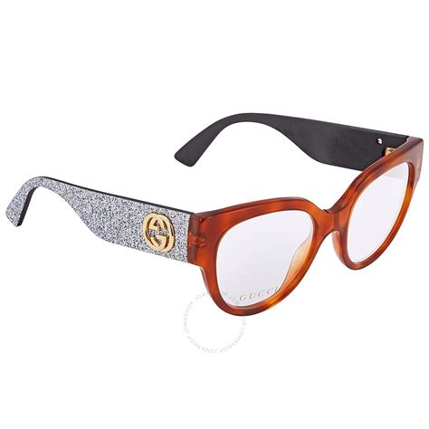 Gucci Havana Silver Glitter Ladies Eyeglasses Gg0103o004 889652077673 Eyeglasses Gg0103o