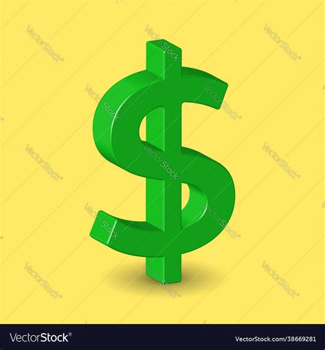 3d Green Dollar Sign Isolated In Yellow Color Vector Image