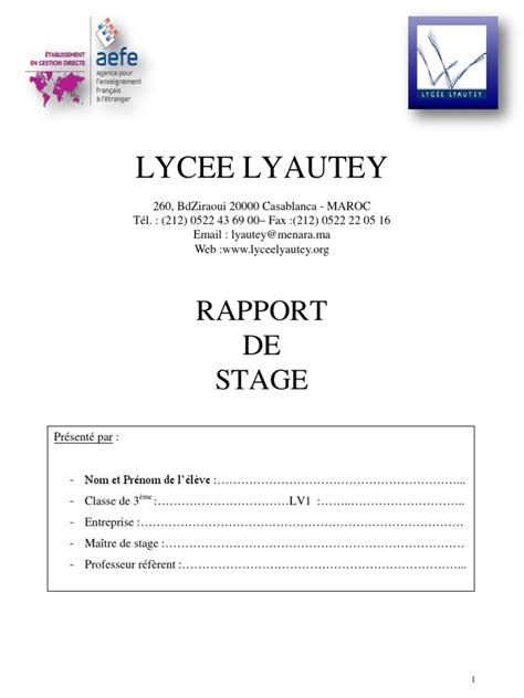 Exemple De Rapport De Stage En Fiscalité Pdf Indoviras