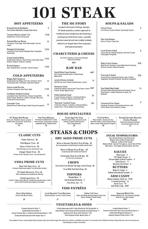 Scope The Classic Steakhouse Menu For Viningss 101 Steak Eater Atlanta