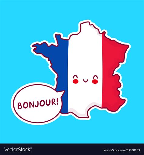 Cute Happy Funny France Map And Flag Royalty Free Vector