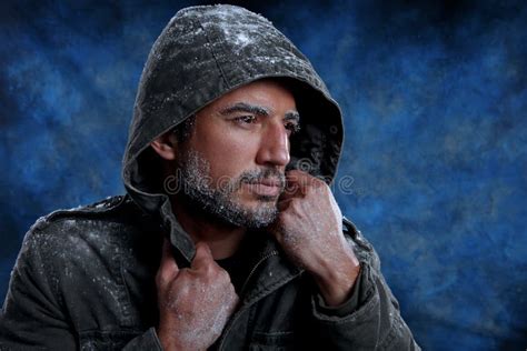 Man Freezing In Cold Weather Stock Image Image Of Chilly Happy 33156103