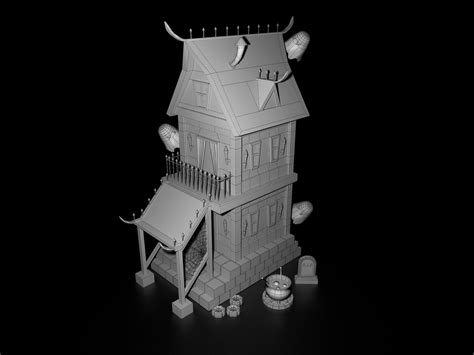Cartoon Halloween Witchs House Low Poly 3d Model Turbosquid 1972446