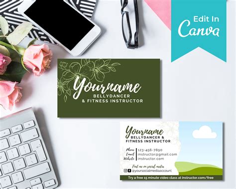 Canva Business Card Template For Bellydancers Fully Editable Etsy