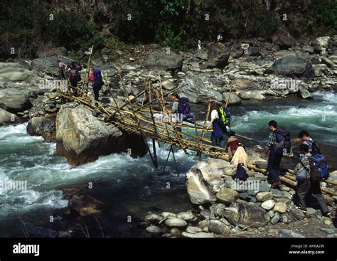 Bridge Birethanti Nepal Stock Photo Alamy